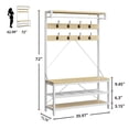 thumbnail image 3 of Garvee Industrial 3-Tier Hall Tree with Bench, 39.9" Coat Rack & Shoe Storage for Entryway, Hallway, Living Room, 3 of 10