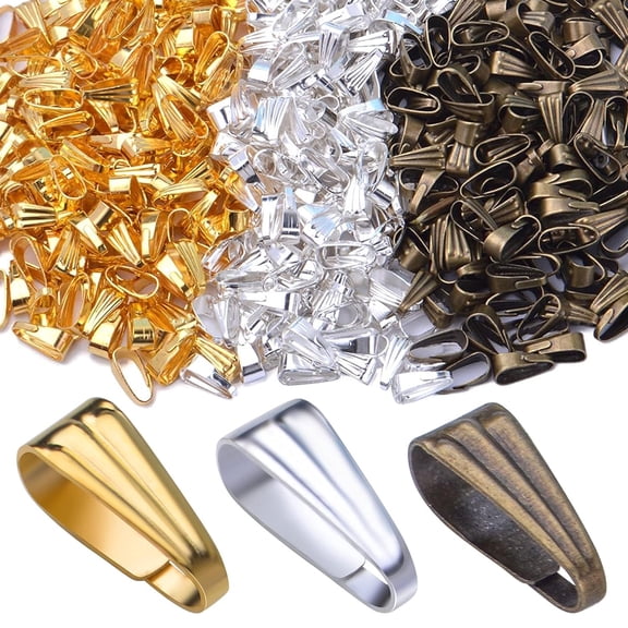 600pcs Pinch Clip Clasp Metal Snap Bail Hook Pinch Clip Bail Pendant Necklace Clasps Dangle Pendant Charms Connectors for DIY Jewelry Making Accessories, 3 Colors