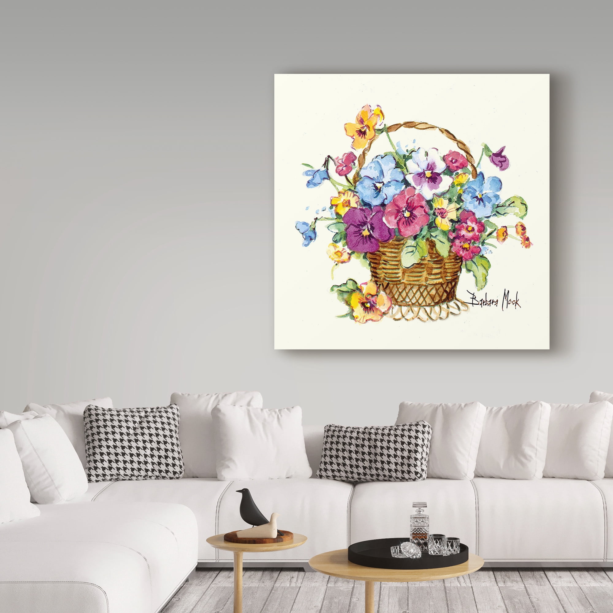 Trademark Fine Art 'Pansy Basket Miniature' Canvas Art by Barbara Mock