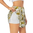 thumbnail image 3 of Lsque Gnomes Bees And Sunflowers Printed Women's Running Shorts with Liner Pockets,Elastic Quick Dry Workout Athletic Gym Yoga Shorts,Womens High Waist Shorts-Large, 3 of 9