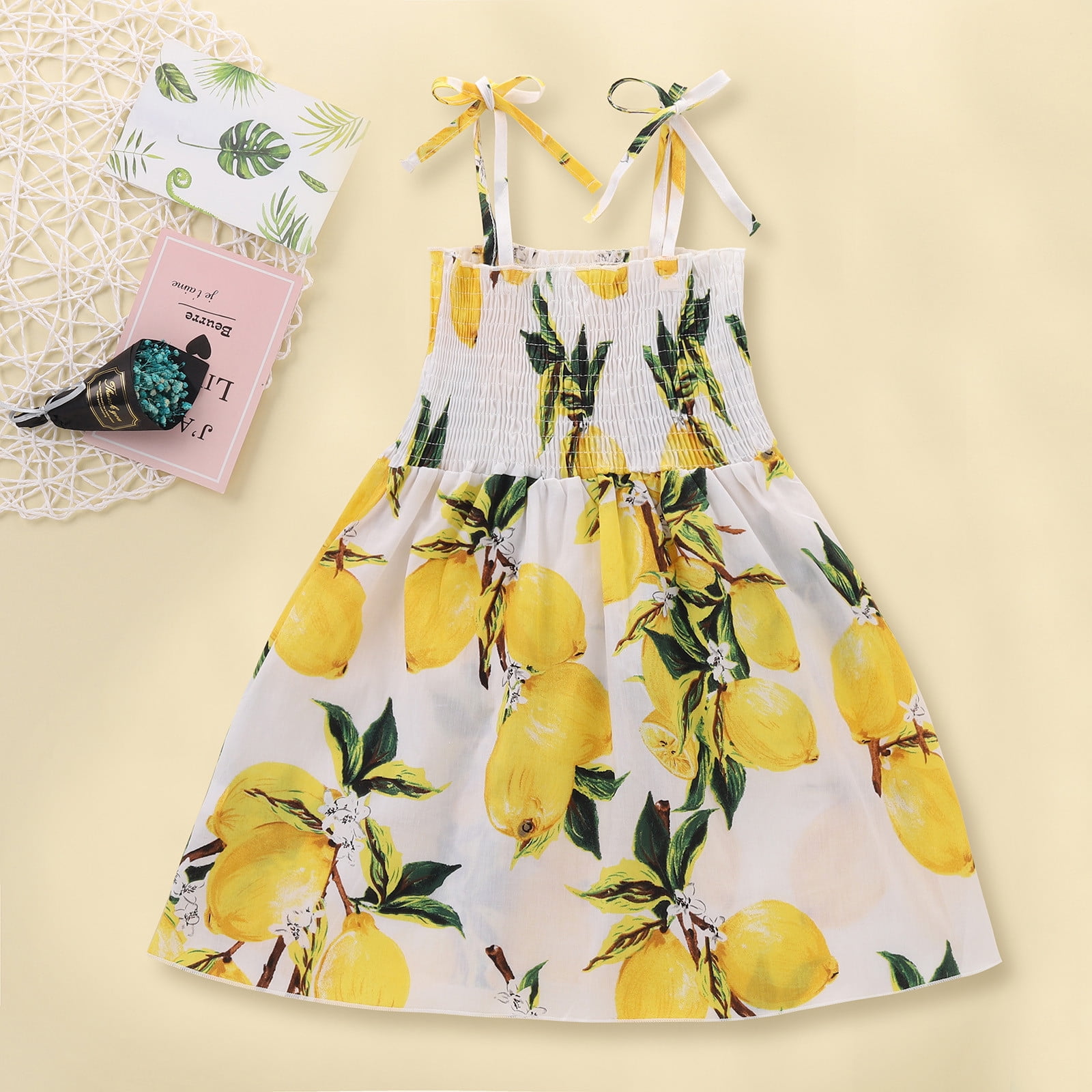 Baby Girl Clothes Toddler Kids Girls Summer Strap Floral Lemon Princess Dress Casual Clothes Walmart