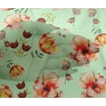 thumbnail image 4 of oneOone Viscose Chiffon Mint Fabric Flower & Leaves Watercolor Quilting Supplies Print Sewing Fabric By The Yard 42 Inch Wide, 4 of 4