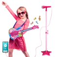 thumbnail image 2 of Set de guitarra y micrófono TAKIHON para niños con música y rojo claro, 2 of 7
