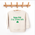 thumbnail image 3 of Bump and Beyond Designs Kiss Me I'm Irish-ish, Toddler St. Patrick's Day Sweatshirt (Heather Grey 7), 3 of 5