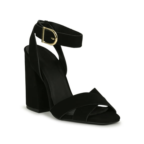 Qupid Square Toe Criss Cross Ankle Strap Heel 19921