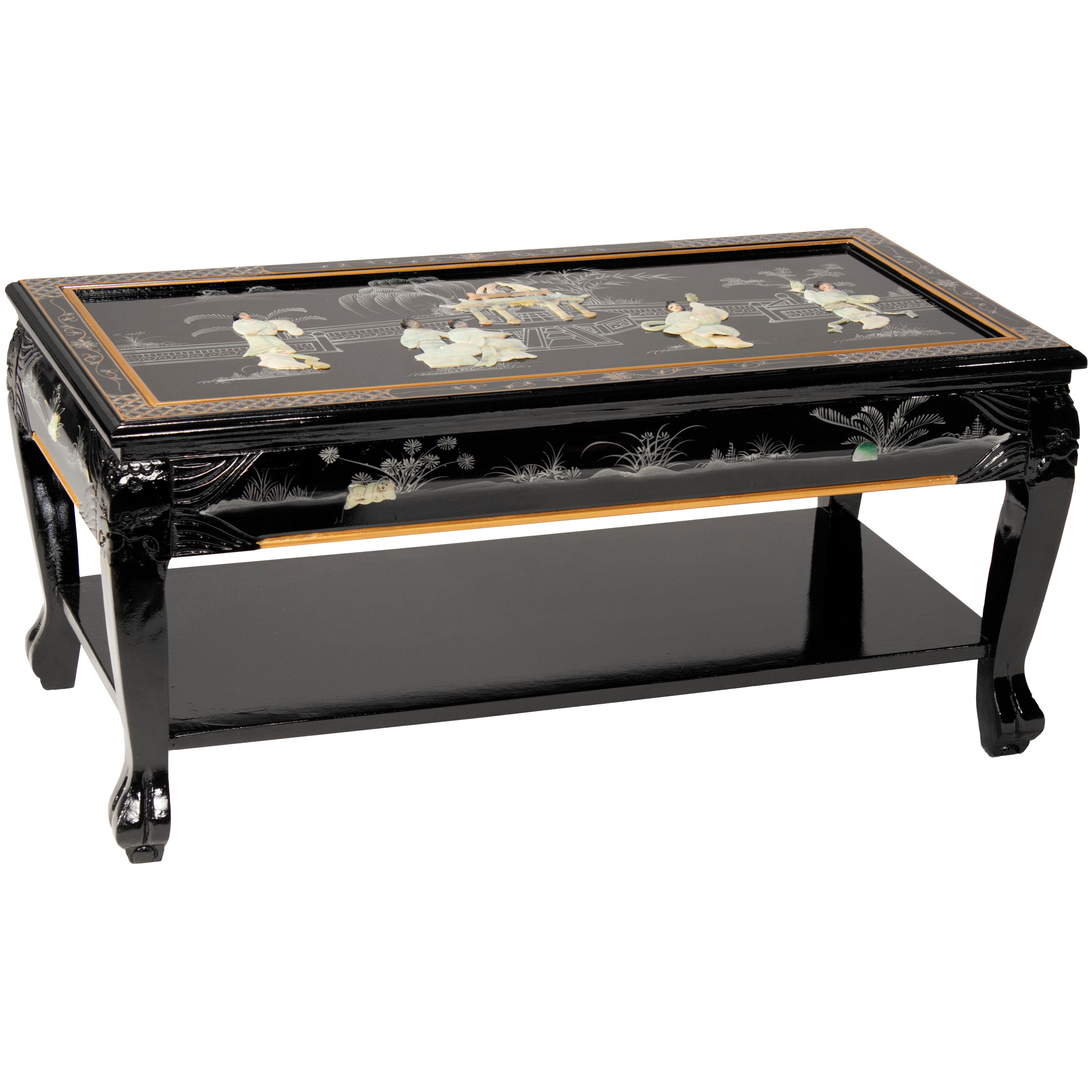 Oriental Furniture Black Lacquer Coffee Table - Royal Ladies - Walmart.com