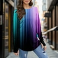 thumbnail image 1 of iTNHFP T-Shirts pour Femmes T-Shirts en Coton Coupe Ample Manches Longues Col Rond Basique Mode Imprimé Tunique, 1 of 4