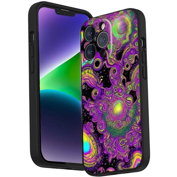 Compatible with iPhone 14 Pro Phone Case, Psychedelic-Trippy-Alien-Art-Visuals-Colours24 Case Men Women, Flexible Silicone Shockproof Case for iPhone 14 Pro