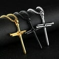thumbnail image 2 of Men Christ Jesus Nail Rope Cross Pendant Necklace Stainless Steel Box Chain 24", 2 of 9
