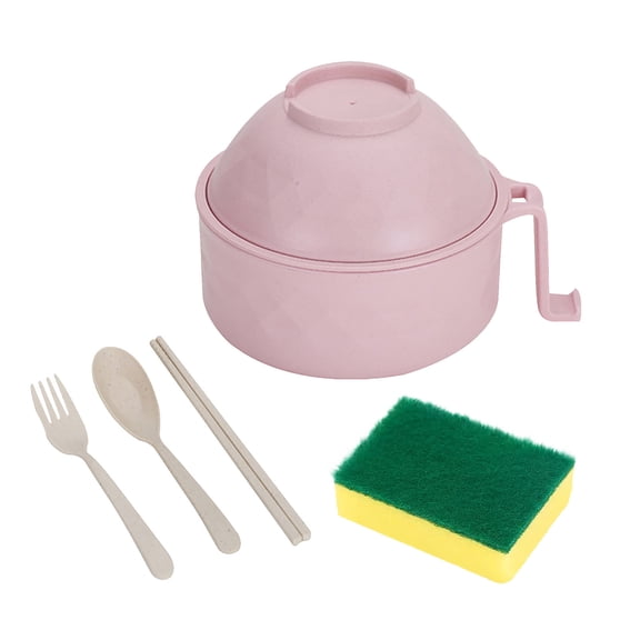 Bamboo Fiber Ramen Bowl Set – 6-Piece Microwaveable Noodle Cookware with Utensils and Sponge, Fiber Ramen Bowl Quick Ramen Noodles For College Dorm Room