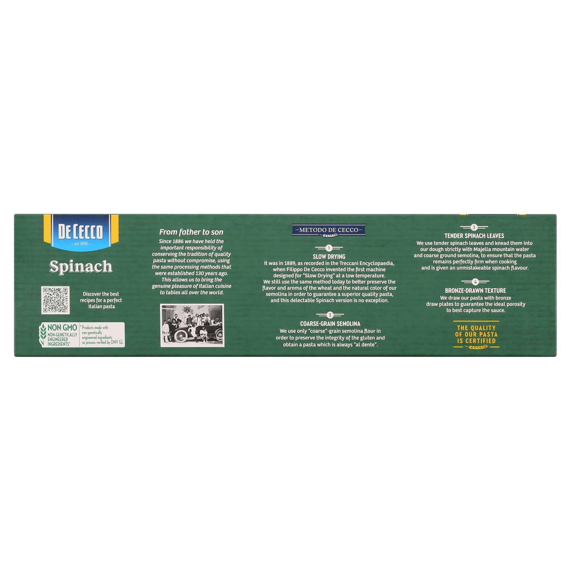 (4 pack) De Cecco Spinach Spaghetti Pasta, Contains Wheat, No Dairy or Soy Allergens, 16 oz