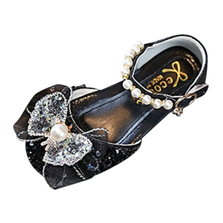 

Toddler Shoes Bow Metal Pearl Rhinestone Color Matching Gradient Shoes For Girls ( Color: Black Size: 30 )