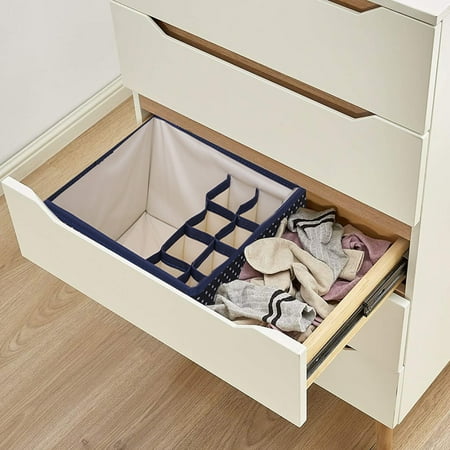 MOUDUO Textiles Set Clearance! 600D Oxfords Cloth 13 Lattice Finishing Box Underwear Underwear Storage Box Bra Socks Foldable Underwear Storage Box Foldable Storage Bag Washable Home Textiles (D)