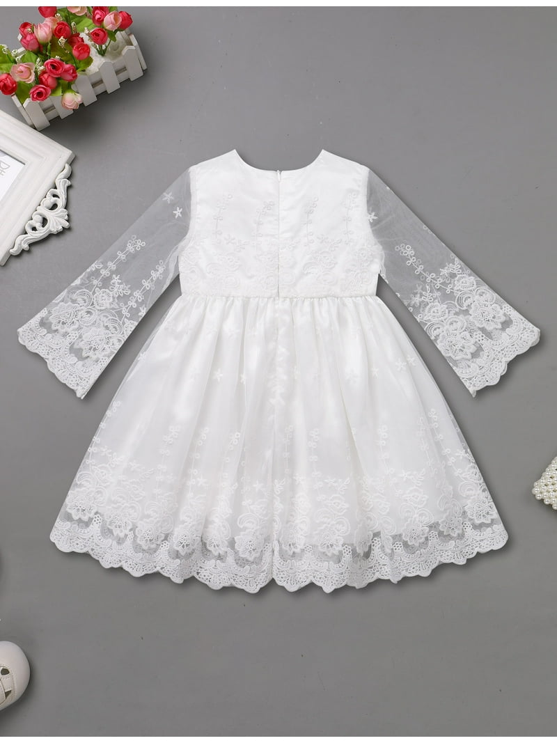 long sleeve lace baptism dress Sunnypetal Lace Long Sleeves Baptism Dress for Baby Girl