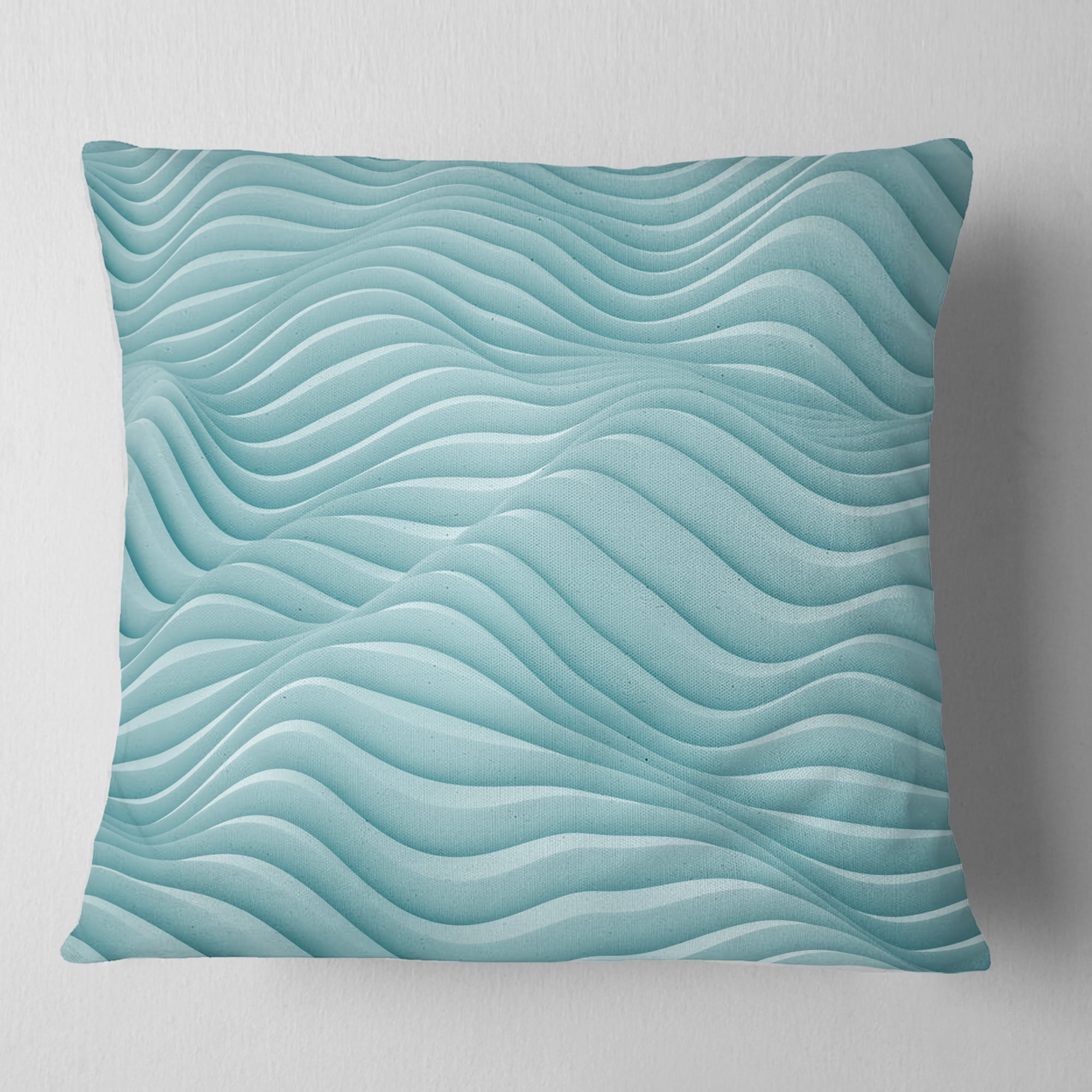 Designart Fractal Rippled Blue 3D Waves - Contemporary Throw Pillow - 16x16