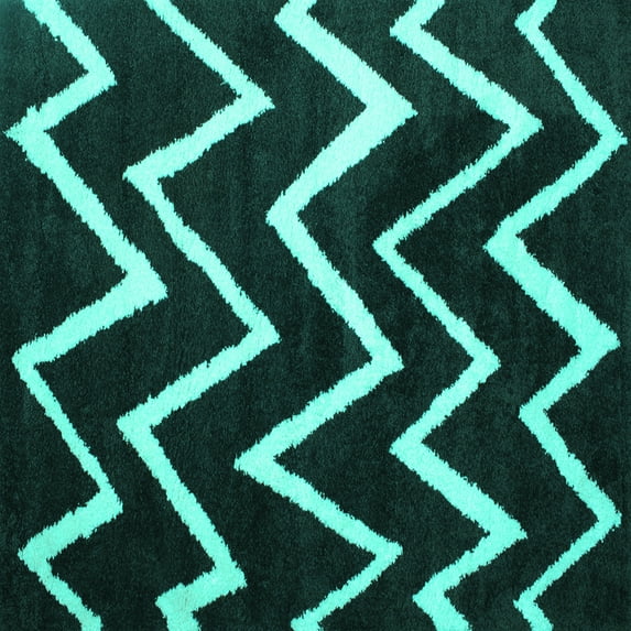 Ahgly Company Indoor Square Abstract Turquoise Blue Contemporary Area Rugs, 8' Square