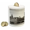thumbnail image 2 of London Piggy Bank, Westminster Big Ben and Bridge Nostalgic Image British Antique Architecture, Ceramic Coin Bank Money Box for Cash Saving, 3.6" X 3.2", Sepia White, by Ambesonne, 2 of 4