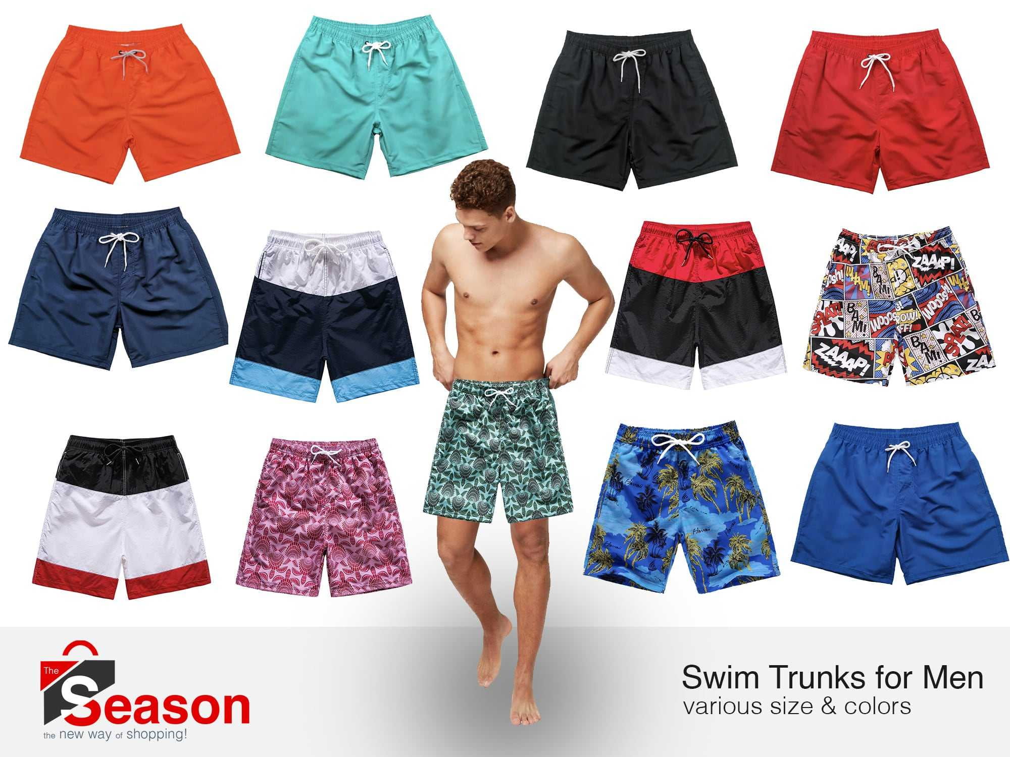Fashionable Summer Swim Trunks for Men, Quick Dry Swim Shorts for 