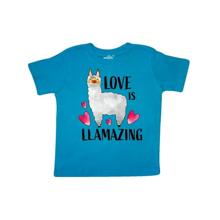 

Inktastic Valentine s Day Love is Llamazing with Cute Llama and Hearts Gift Toddler Boy or Toddler Girl T-Shirt