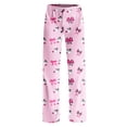 thumbnail image 4 of 1-Pc Ghost Print Elastic Waist Pajama Pants for Women, Halloween Loose Fit Lounge Bottoms — No Drawstring Sleepwear with Pumpkin Graphic Comfy Night Trousers Pink M, 4 of 9