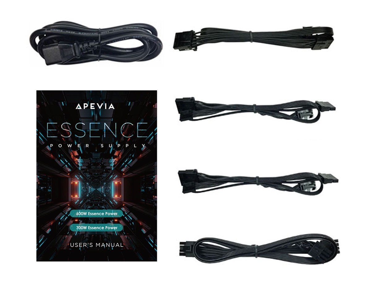 Apevia ATX-ES700-WH Essence 700W ATX Semi-Modular Gaming Power Supply with Auto-Thermally Controlled 120mm Black Fan, 115/230V Switch, All Protections, White Casing
