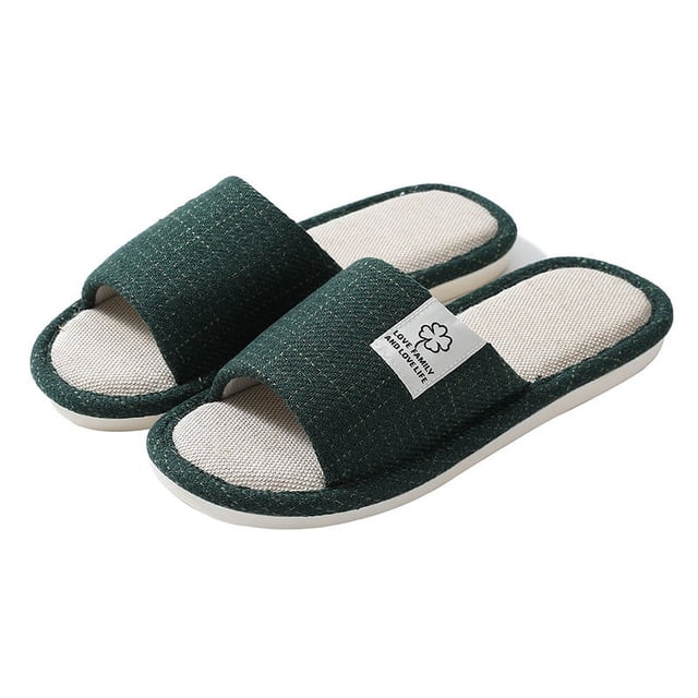 Zapatillas de casa para mujer, de verano, para interior, antideslizantes, para cuatro estaciones, universales, para hombre, de primavera y otoño, de lino y algodón