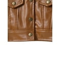 thumbnail image 4 of Kids PU Coat, Girls Solid Color Turn-Down Collar Moto Jacket Long Sleeve Leather Coat for Spring Fall, 2-7 Years, 4 of 6