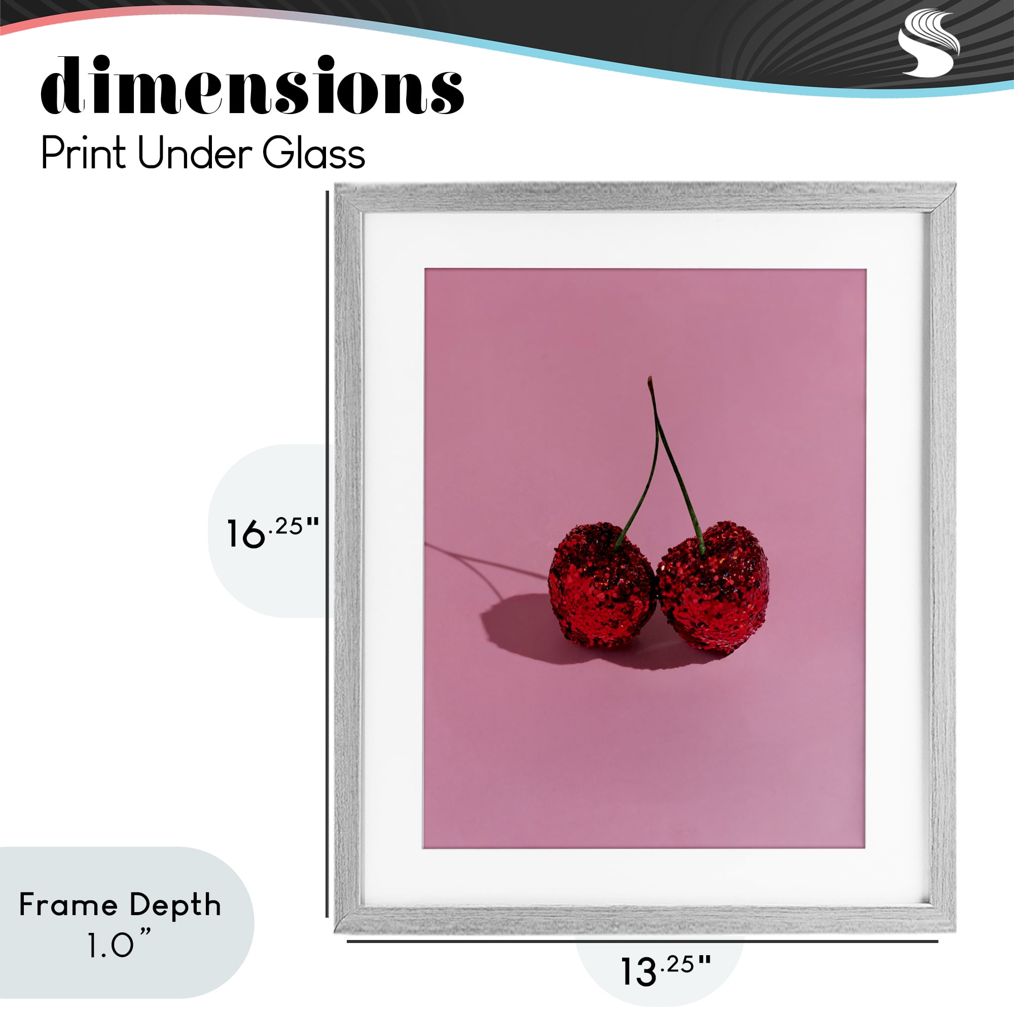 Stupell Industries Glitter Encrusted Cherries Gray Framed Print Under Glass, design by LISH Creative