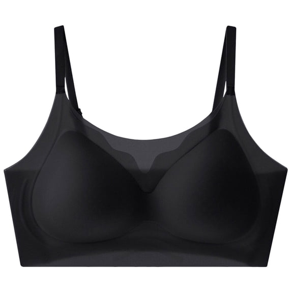 Zpanxa Wireless Bras for Women Seamless Push-up Breathable Adjustable Straps Everyday Bra Black 38BC