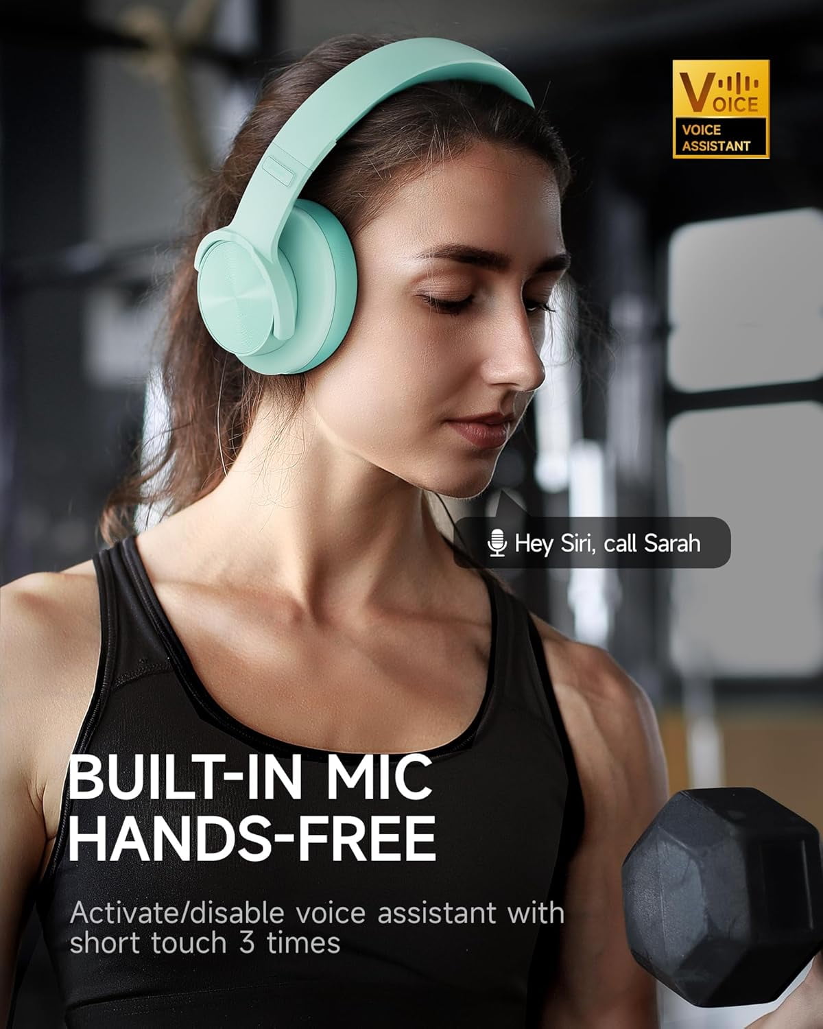 Picun B8 Bluetooth Headphones, 120 Hours Headphone Wireless Bluetooth, Hands-Free Calls, 3EQ & Game Mode, Foldable Headphones Over Ear for Travel Home Office Cellphone PC Cyan
