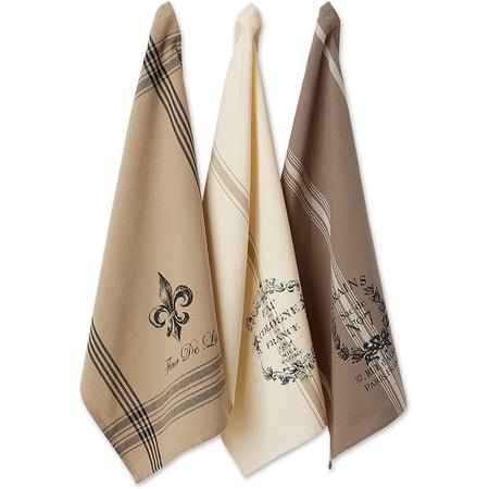 KKFEN-Cotton French Jacquard Dish Towels Set of 3 Decorative Tea Towels for Everyday Kitchen Cooking and Baking-French Macaroons