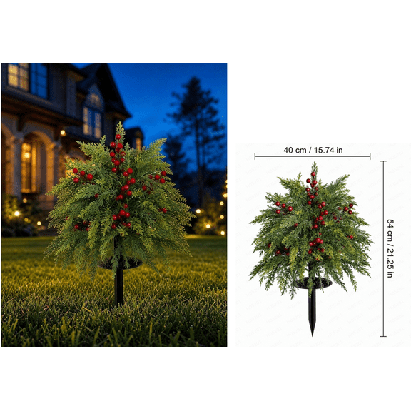 1PC Artificial Trees with Spike, UV Resistant Faux Shrubs Bushes Fake Greenery Plants for Front Door Indoor Outdoor Home Decor,Christmas decorations