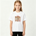 thumbnail image 2 of Summer Vibes Leopard Floral Girls Graphic Tee, Cute Pink Retro Bow 100% Cotton Kids Short Sleeve T-Shirt, 2 of 5