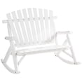 thumbnail image 2 of Outsunny Outdoor Wooden Rocking Chair, Double-Person Adirondack Rocking Patio Chair with Rustic High Back, Slatted Seat and Backrest for Indoor, Backyard, Garden, White, 2 of 9
