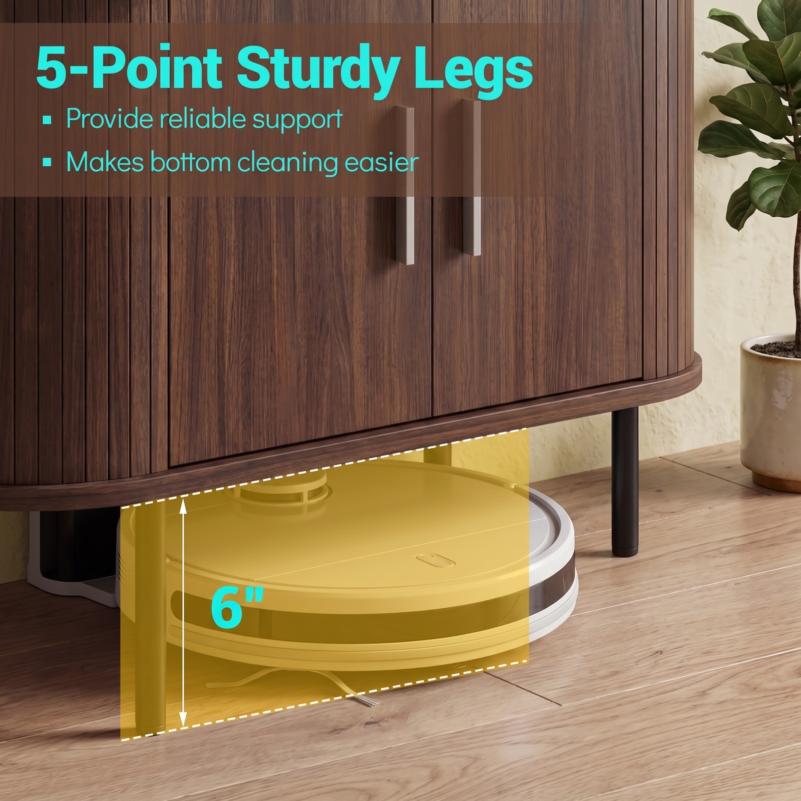 Furnibear Fluted TV Stand for TVs up to 60 Inch, Mid Century Modern Curved Entertainment Center with Open Storage Shelves, Wood Media Console Table for Living, Walnut