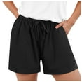 thumbnail image 3 of vigerkar Casual Shorts for Women Comfy Elastic Waist Drawstring Pocket Shorts Pants Black, L, 3 of 9