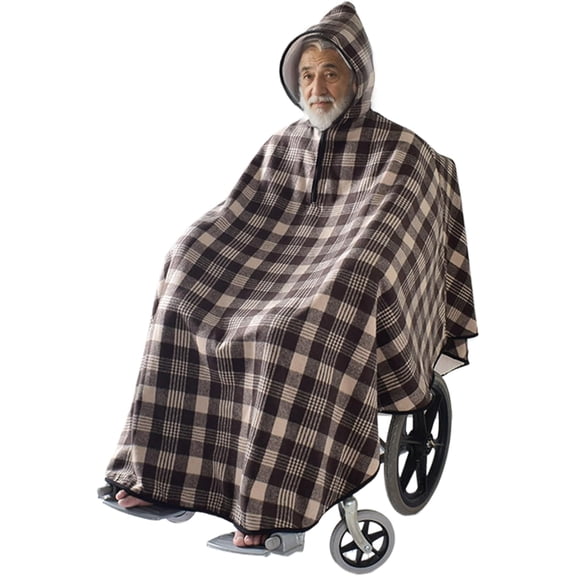 Wheelchair Poncho Blanket Elderly:Wheelchair Blanket,Wheelchair Poncho,Thickened Fleece-Lined Wheelchair Cape with Hat,Wheelchair Blankets for Adults,Wheelchair Warm Comfort Cover Clothing