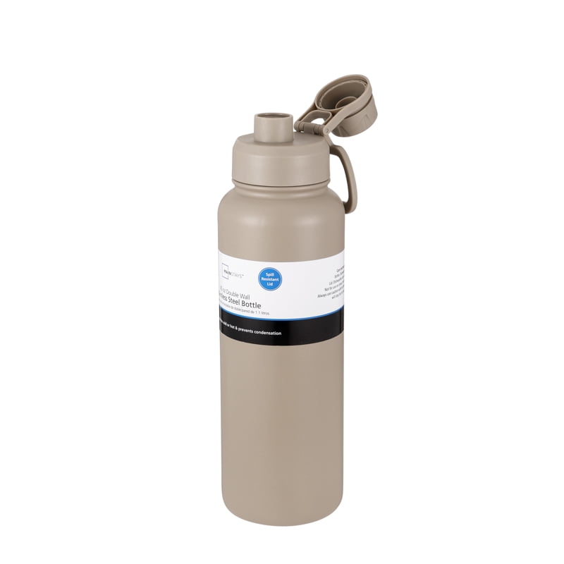 Mainstays 40 oz Tan Double Wall Stainless Steel Insulated Water Bottle