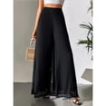 thumbnail image 5 of Black Pants for Women's Chiffon Wide Leg Trousers High Elastic Waist Casual Business Trousers, 5 of 6