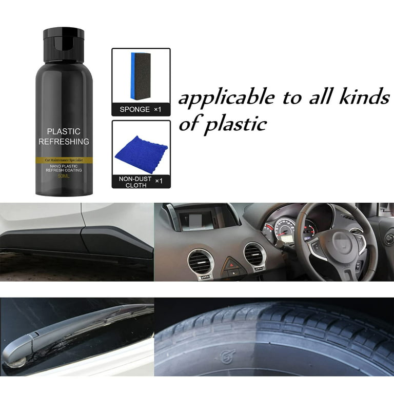 Car Cleaning Kit Plastic Revitalizing Coating Agent, Nano Plastic Refreshing  Coating, Plastic Parts Refurbish Agent for Car - Car Care Tools with Sponge  and Towel (30ml*2pcs) 