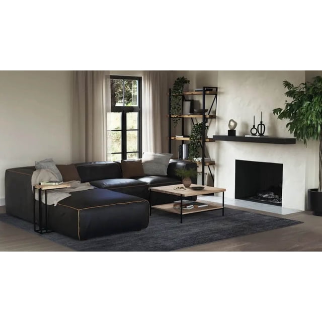 Moe's Home Collection Lex 5-Level Wood Shelf with Iron Frame in Natural