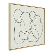 Kate and Laurel Sylvie Dancing Circles Framed Canvas Wall Art by Teju Reval of SnazzyHues, 30x30 Natural, Minimalist Modern Square Art for Wall