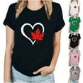 thumbnail image 4 of WREESH Women's Graphic Canada Day Tee Short Sleeve Round Neck Blouse with Maple Leaf Print Pink, 4 of 5