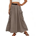 thumbnail image 3 of Jsaierl Women's Casual Cargo Maxi Skirt, Elastic Waist Ruched Long Skirt with Side Pockets, Breathable A-Line Skirt for Streetwear Outdoor Daily Wear, 3 of 6