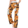 thumbnail image 5 of Women's Ghost Pumpkins Orange Pajama Pants, Casual Pajama Bottoms Lounge Pants Wide Leg, 5 of 7