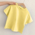 thumbnail image 3 of HCNTES Short Sleeve Crop Tops Kids Fashion Oversized Cute Crew Neck Cropped Athletic T Shirts Summer Basic Tees(1-2 Years,Yellow), 3 of 4