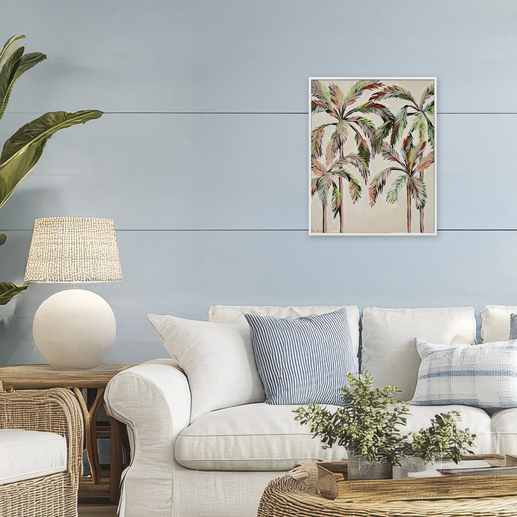 Stupell Industries Blushing Palm Tree Canopy White Framed Giclee Art, design by Dani Heyward