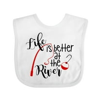 Inktastic Life is Better at the River Fishing Pole with Bobber Boys or Girls Baby Bib