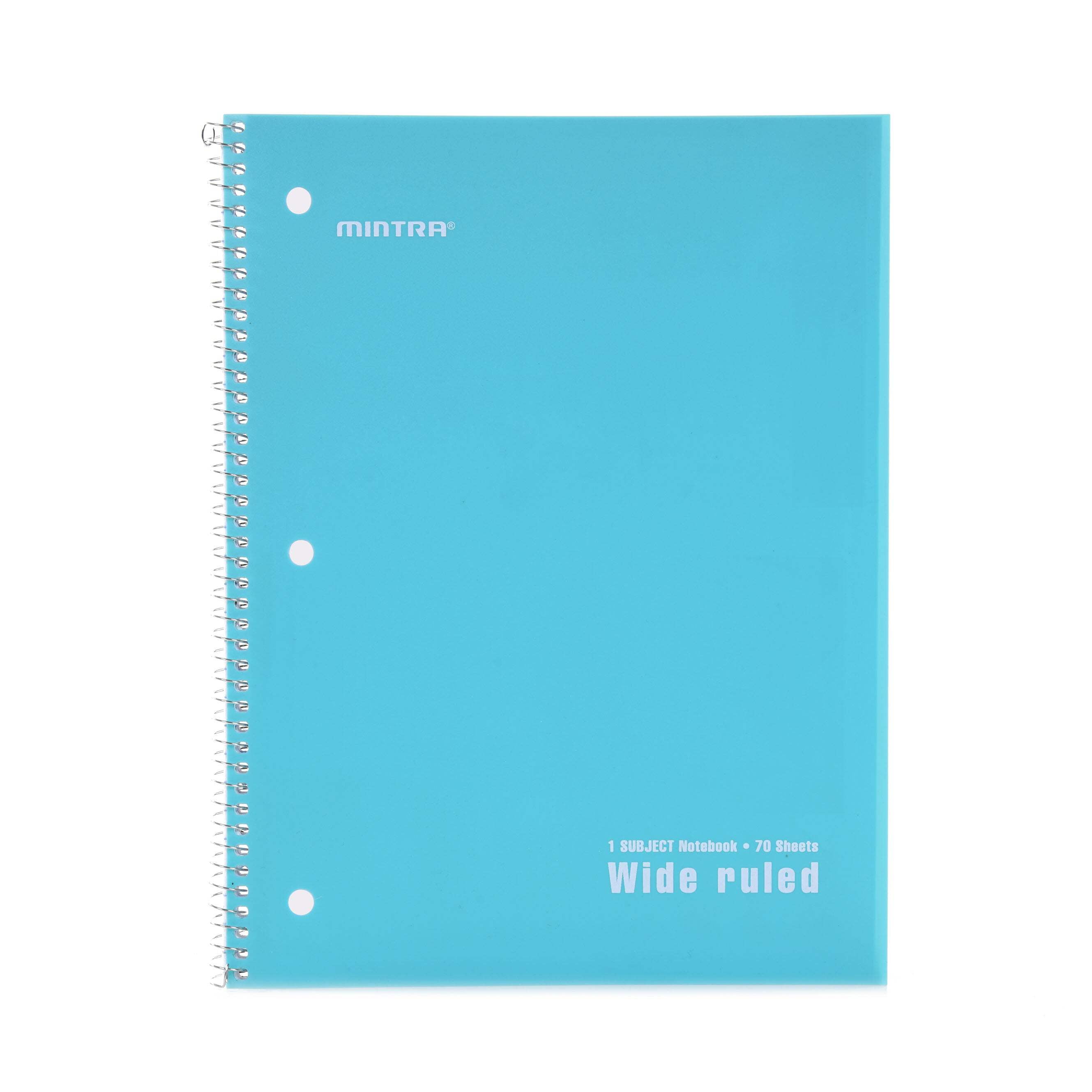 Mintra Office - Spiral Notebooks 70 Count (Poly Cover - Wide Ruled) 24 Pack