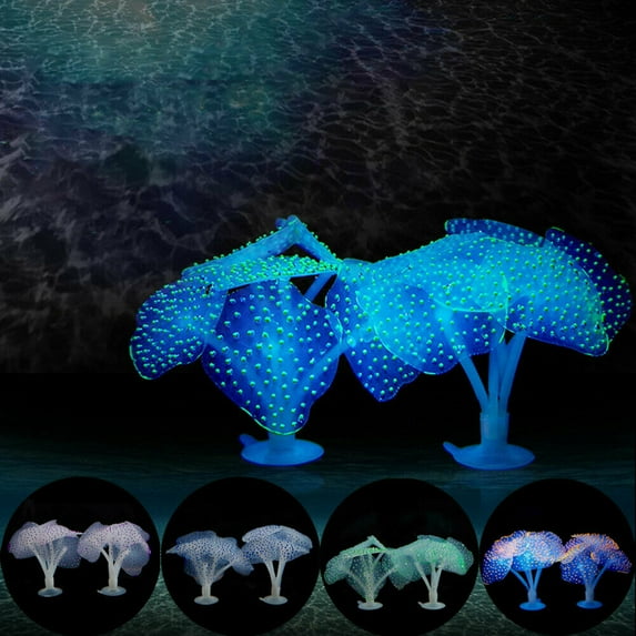 SPRING PARK Silicone Glowing Artificial Fish Tank Aquarium Decor Coral Plants Ornament